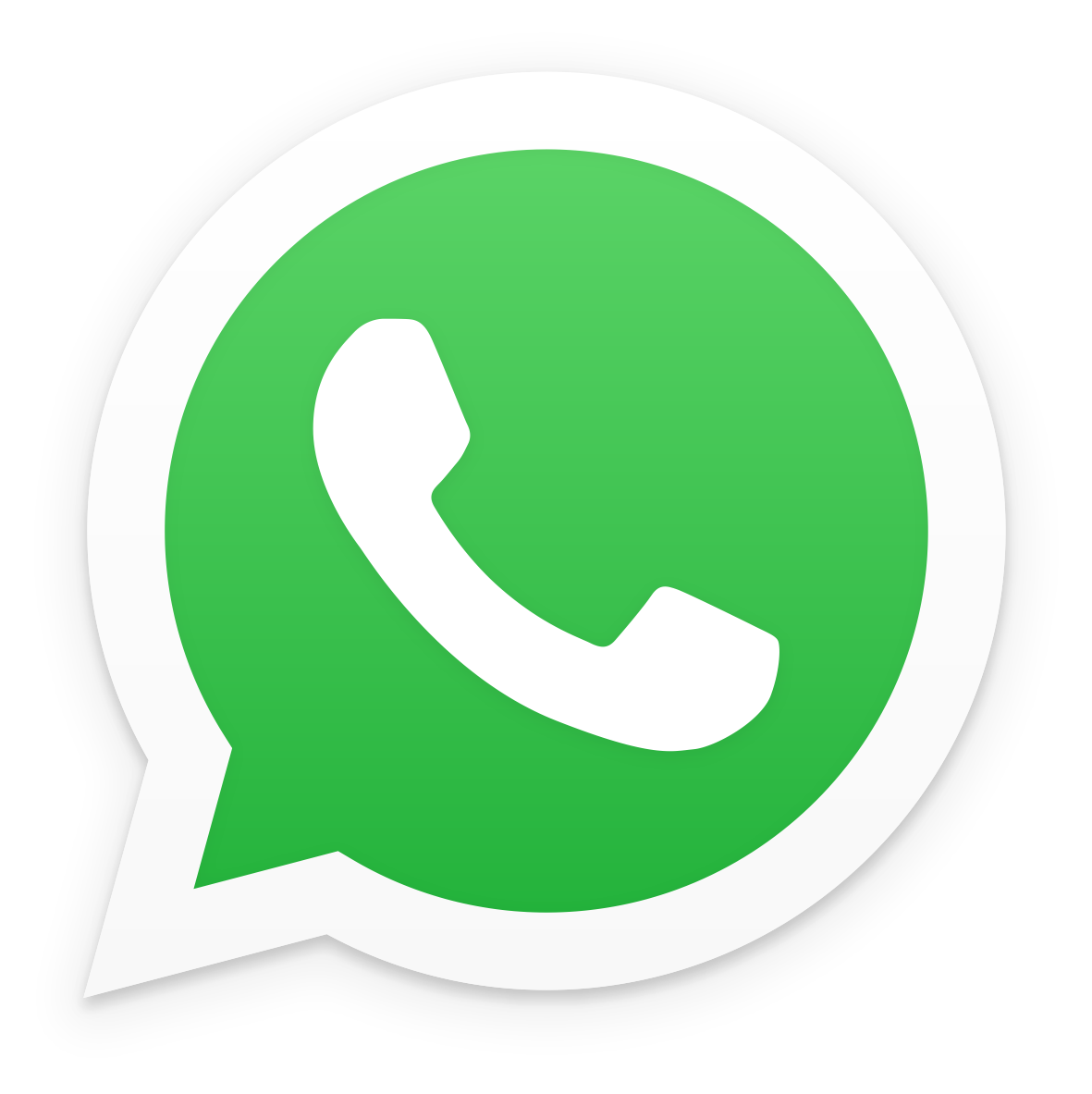 White telephone handset symbol inside a green chat bubble representing WhatsApp logo.